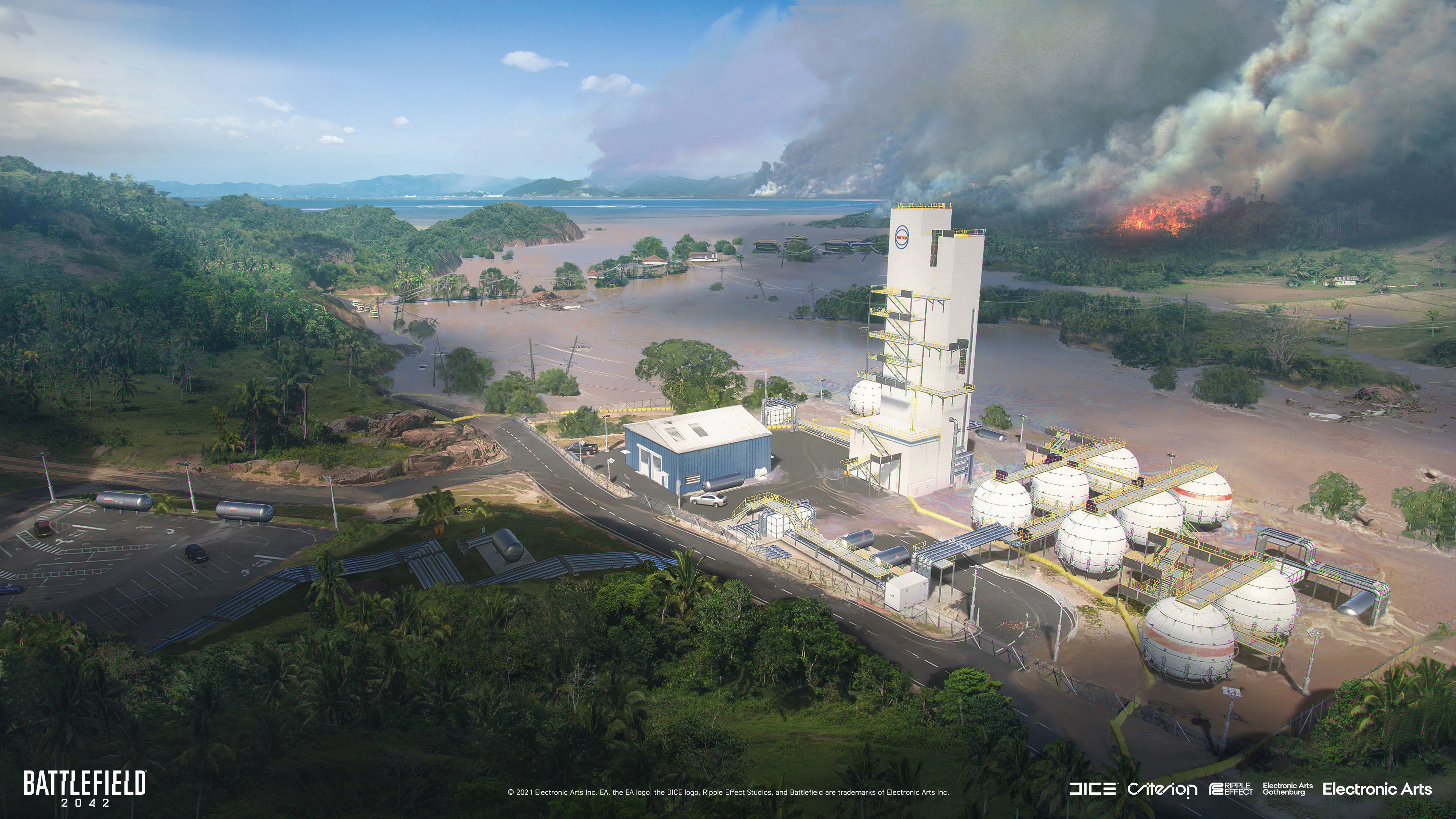 《战地2042》大量概念图 火箭发射场原本有洪水
