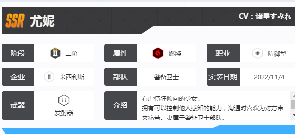 胜利女神nikke国服角色图鉴：尤妮