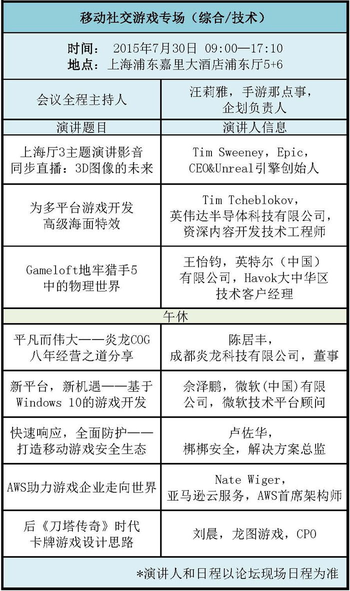 CGDC移动社交游戏专场议程正式公布