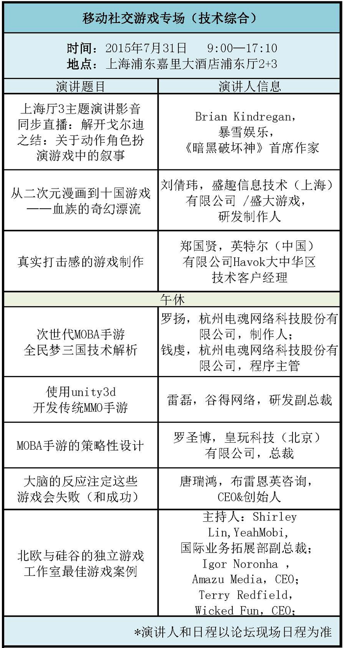 CGDC移动社交游戏专场议程正式公布